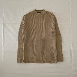 DKNY Tan Knit Mock Neck Pullover Long Sleeve Knit Sweater